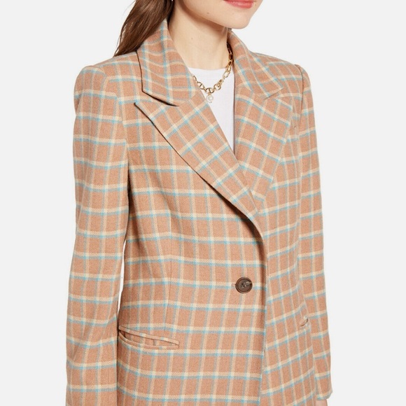 Something Navy Single Breasted Wool Blend Plaid Overcoat - Picture 2 of 12